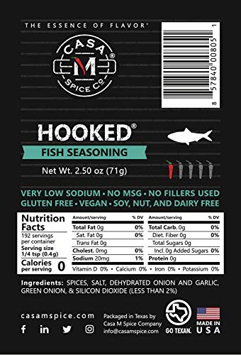 1-cup Casa M Spice Co Hooked Fish Seasoning Very Low Sodium No MSG Gluten Free Keto Friendly Seafood Spices (Original