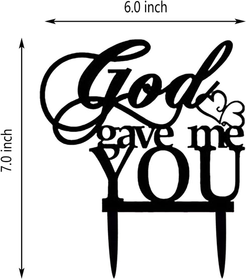 God Gave Me You Wedding Cake Topper, Party Decoration (Black)