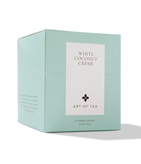 Art of Tea Organic White Coconut Crème, 12 Count Eco Friendly Sampler Box, Premium Caffeinated Variety