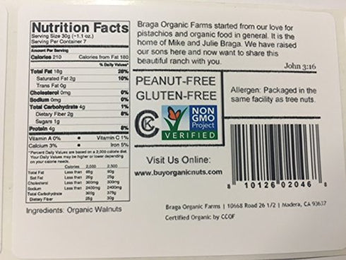 Braga Organic Farms 2 Organic Walnuts, Pound