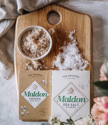 Maldon Salt, Smoked Sea Salt Flakes, 4.4 oz (125 g), Kosher, Handcrafted Gourmet Pyramid Crystals