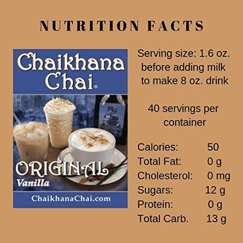 Chaikhana Chai (40) 1/2 - Original Vanilla Chai Concentrate - Makes Drinks - Slow Brewed with Organic Black Tea, Real