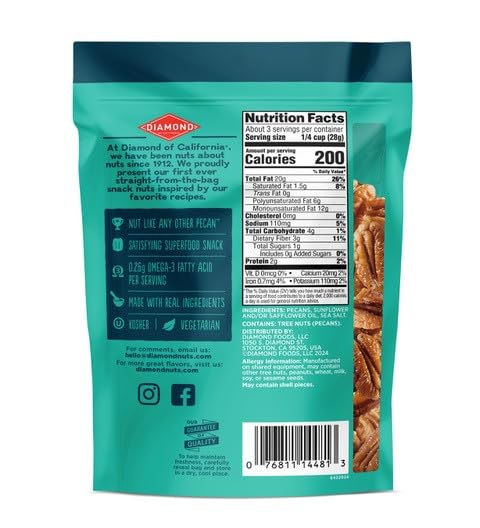 3.25 oz. Diamond of California Sea Salt Pecans Made for Snacking