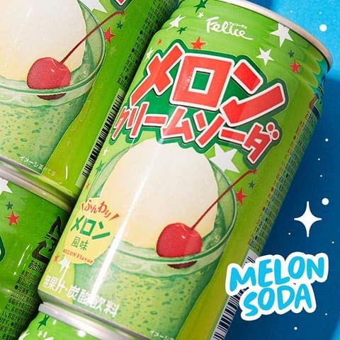 FELICE 11.83 Oz Pack 12 Melon Cream Soda, Extremely Popular in Japan - Fl |