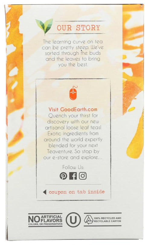 SmileMore 18 (Pack 6) Good Earth Organic Sweet & Spicy Caffeine Free Herbal Tea, Tea Bags