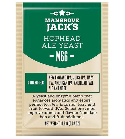 Hobby Homebrew 5PK M66 HOPHEAD NEIPA ALE YEAST Mangrove Jacks 10.5g Single Pack for