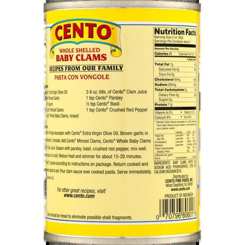10 oz Cento Whole Baby Clams - Can