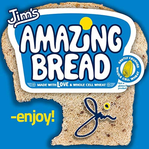 2lb 5 6 (4 Jim's Amazing Bread - / Sliced Whole Wheat Bread / Gluten Inactive Whole Cell Wheat / Grams of Fiber/
