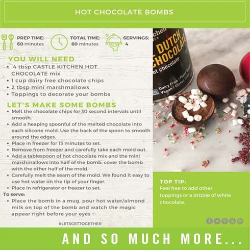 14 oz (Pack 2) Castle Kitchen Marvelous Mint Dark Chocolate Hot Chocolate - Dairy-Free, Vegan Premium Hot Chocolate Mix