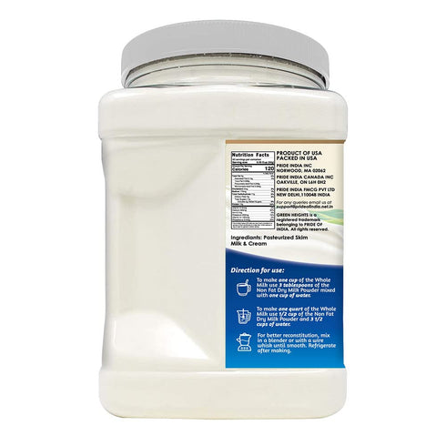 Green Heights 3 1.36 (42+ Non Fat Dry Milk Powder - Pounds / Kilo Jar Servings) - Proudly Made in America - Healthy