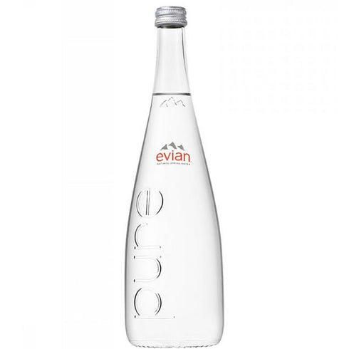 Oasis Snacks 25.4 Oz (Pack 6) Evian Still Mineral Water, Fl Glass Bottle