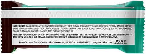 13g 12 Count NuGo Dark Chocolate Mint Chocolate Chip, Protein Bar, Vegan, Gluten Free, Non-GMO, Kosher Pareve