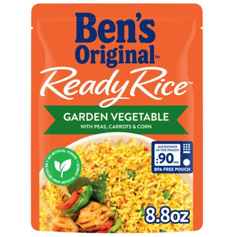 8.8 oz (Pack 12) BEN'S ORIGINAL Ready Rice Garden Vegetable Flavored Rice, Easy Dinner Side, Pouch