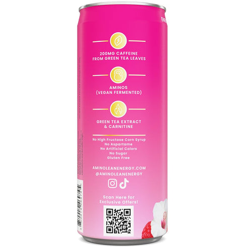 12 Pack RSP NUTRITION AminoLean Energy Drink - Sugar Free Amino Energy with No Jitters, Tingles, or Crash, Vegan Amino