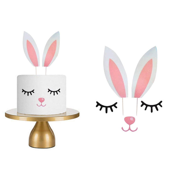 Qerleny Happy Birthday Cake Topper, Little White Rabbit Set for Birthday Party Decoration