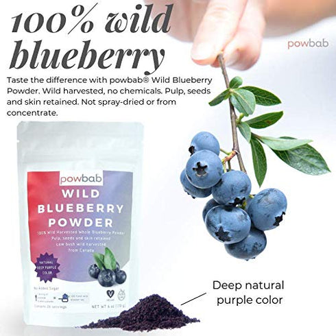 100% (6 oz). Bilberry. powbab Wild Blueberry Powder: Whole Wild Blueberries Canada Grown. Not from Freeze Dried