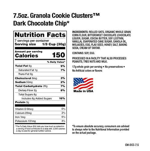 18 7.5 Crazy Monkey Baking | Granola Cookie Clusters | Grams Whole Grain | All Natural Ingredients | Ounce Resealable