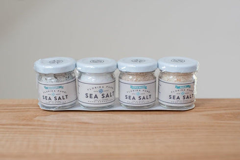 Pack 80+ 4 (0.7 oz FLORIDA PURE Sea Salt Sunshine Sampler - Pure & Flavored - Mineral Salt, Natural, Unrefined, Non