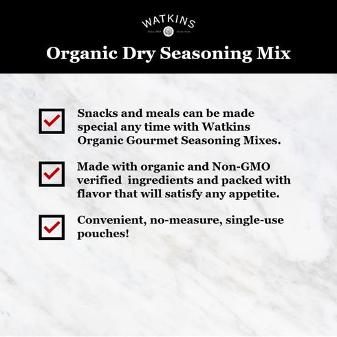 Watkins Organic Taco Gourmet Seasoning Mix, 1 oz Packets, 12 Count (Pack of 1)