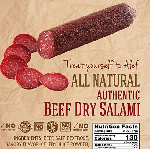 1.5 Lb Alef Beef Salami Evreyskaya (Jewish) - Cured Charcuterie Meat, Perfect Hard Salami For Deli & Charcuterie Boards