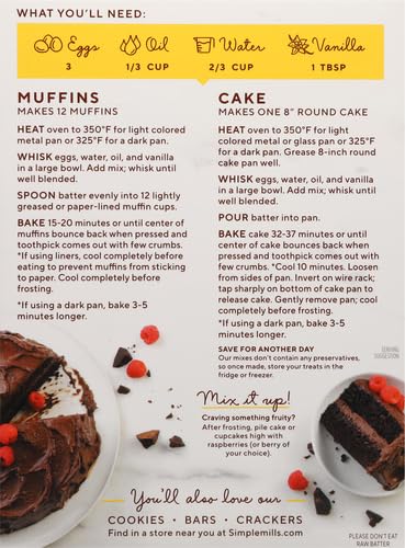Simple Mills Chocolate Muffin & Cake Mix, Almond Flour Baking Mix - Gluten Free, Plant Based, 11.2 Ounce (Pack of 1)