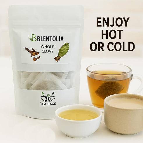 BLENTOLIA 30 100% Immune Whole Clove Herbal Tea Bags Warming & Aromatic Spice Tea Natural Caffeine-Free & Digestive