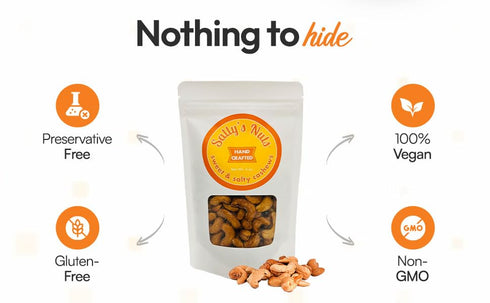 Sally's Nuts (8oz, - Premium Hand Crafted Sweet & Salty Nuts - Vegan, Gluten Free, Preservative Free, Certified Kosher
