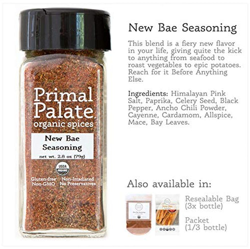 Primal Palate Organic Spices New Bae Seasoning, Certified Organic, 2.8 oz Bottle