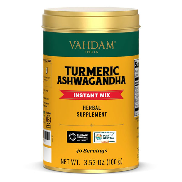 VAHDAM Turmeric Ashwagandha Herbal Supplement with Ginger & Black Pepper, Non-GMO & Gluten Free, 40 Servings
