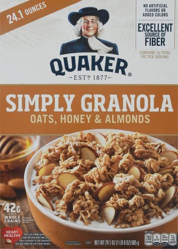 24.1oz (Pack 2) Quaker Simply Granola, Oats, Honey, & Almonds, Box