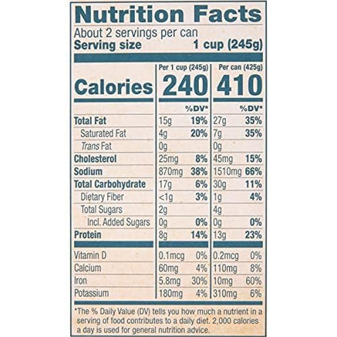 15 oz (Pack 12) 13g Snow's New England Clam Chowder, Can of - Protein per Serving - Ready-to-Serve Authentic New