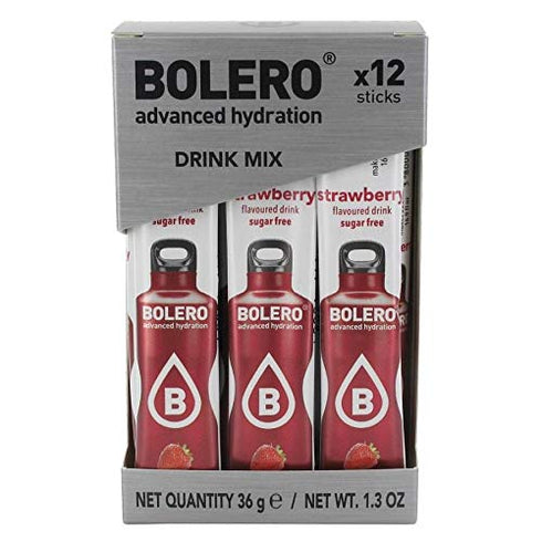 Bolero Sugar Free Drink Mix Packets, Strawberry Fruit Flavors, 36 Singles Sticks On The Go Packets, Powdered Flavored