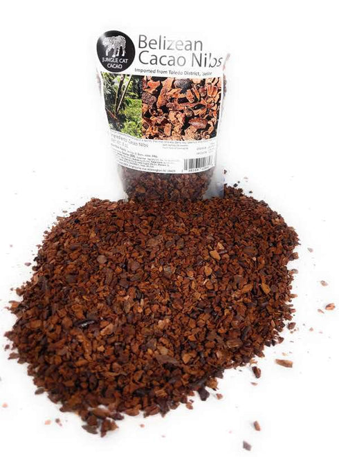 100% 8oz Jungle Cat Cacao Belizean Cacao Nibs | Organic | Superfood | Strong Dark Chocolate Flavor | Antioxidants