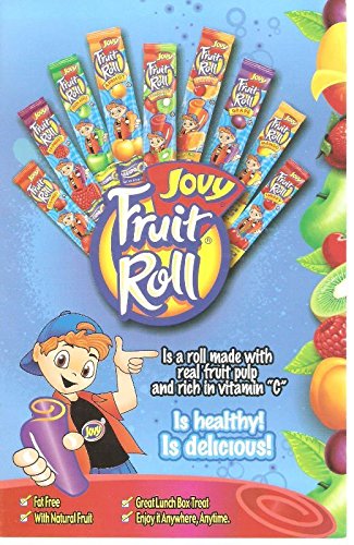 Variety Pack of Seven (7) 0.75oz Jovy Fruit Roll Snacks: Cherry, Raspberry, Strawberry, Watermelon, Grape, Green Apple,