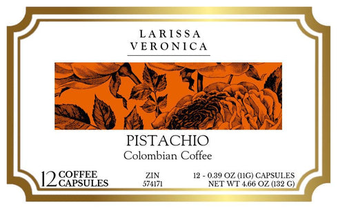 Larissa Veronica (12 574171) Pistachio Colombian Coffee (Single Serve K-Cup Pods) (Gourmet, Naturally Flavored, Whole