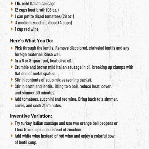 16 oz, 2 Frontier Soups Hearty Meals indiana harvest Sausage & Lentil, pk