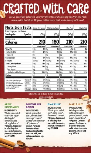 Pack 14 oz (Pack 2), Nature's Path Organic Variety Instant Oatmeal, of Non-GMO