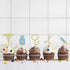 BoningNEW 24 Pcs Blue Gold Nursing Cupcake Toppers for Medical Rn Themed Cake Picks Nursing Themed Birthday Party