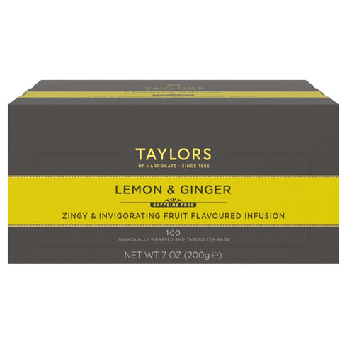 Taylors of Harrogate Lemon & Ginger, Herbal Tea, Individually Wrapped Bags, 100