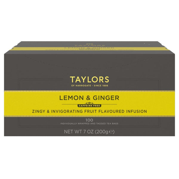 Taylors of Harrogate Lemon & Ginger, Herbal Tea, Individually Wrapped Bags, 100