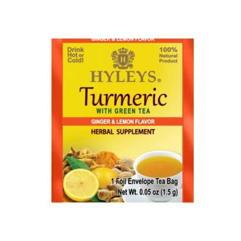 25 Hyleys Ginger Turmeric Tea Lemon Flavor - Tea Bags - Wellness Herbal Supplement Green Tea