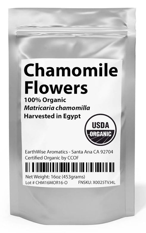 EarthWise Aromatics 1 lb (16oz) 100% Organic Chamomile Flowers - - Herbal Tea - Organic - Flor de Manzanilla