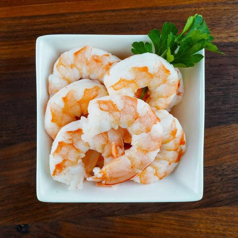 Generic 50/70 Count Frozen 32 oz Cooked Shrimp, Tail-Off, , Fully cooked, peeled, and deveined shrimp saves you prep