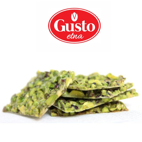6.7 oz (190 GUSTO ETNA Pistachio Brittle, Sweet Pistachios Butter Chews with Pistachio crumbles, Bite Size