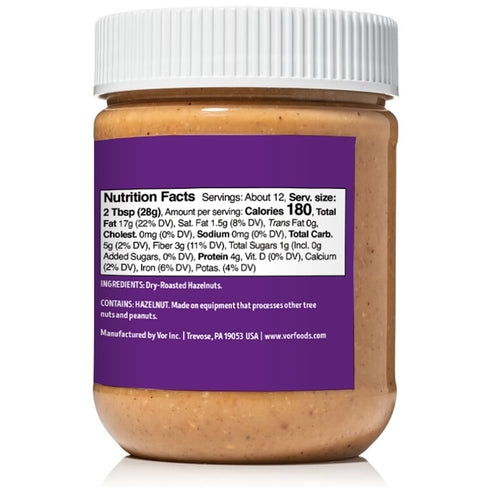 Voer (12oz) Hazelnut Butter | Single Ingredient | Vegan, Paleo and Keto-Friendly, Gluten-Free