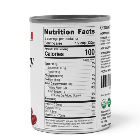 14 oz (Pack 4) Food to Live Organic Italian Red Kidney Beans, of Unsalted, Non-GMO, Vegan. Ready to Eat. Perfect