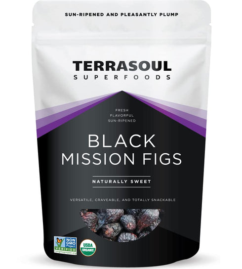 Terrasoul Superfoods Organic Black Mission Figs, 1 Lb - Fresh | Sun-Ripened