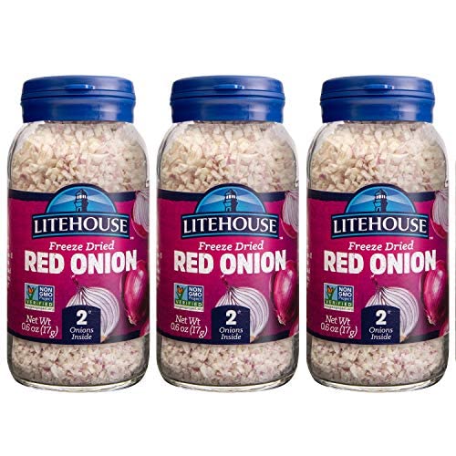 Litehouse Freeze Dried Red Onion - Organic, Non-GMO, Gluten-Free, Jar Equals 2 Fresh Red Onions - 0.60 Ounce 3-Pack