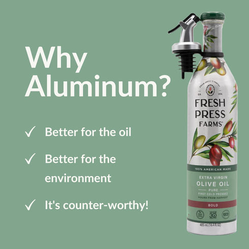 16.4 Oz (Pack 2), 100% Whole30, Fresh Press Farms Cold Pressed Bold Extra Virgin Olive Oil, Fl of Georgia Grown