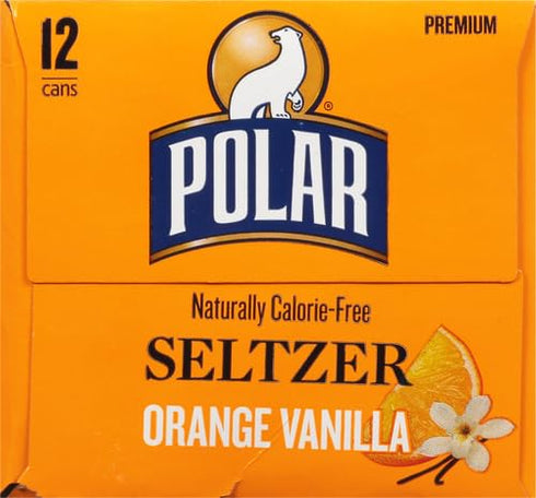 12 oz 12 pack Polar Seltzer Water Orange Vanilla, fl cans
